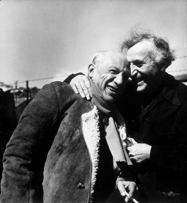 FRANCE. Provence-Alpes-Cote d'Azur region. Pablo PICASSO and Marc CHAGALL. 1955.